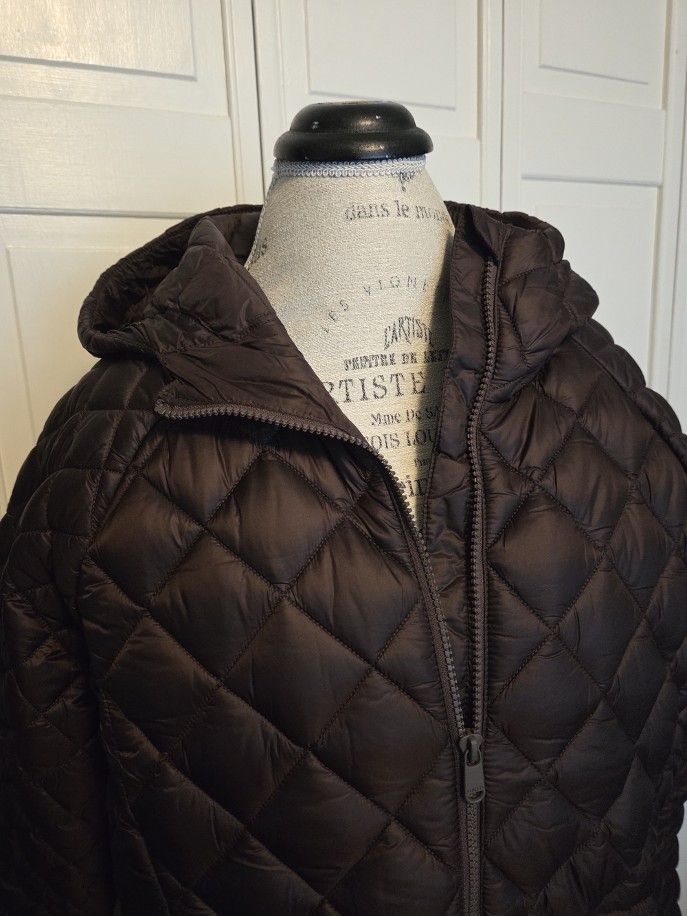 Athleta Quilted Hooded Puffer Jacket - Chocolate Brown - Picture 7 of 11